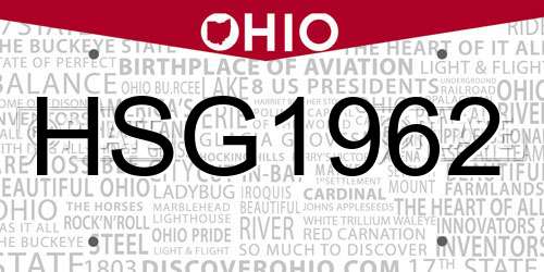 HSG1962 Ohio License Plate