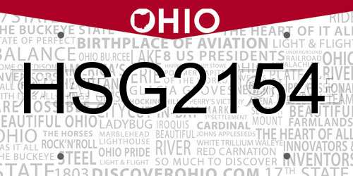 HSG2154 Ohio License Plate