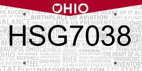 HSG7038 Ohio License Plate