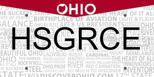 HSGRCE Ohio License Plate