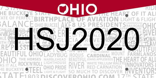 HSJ2020 Ohio License Plate