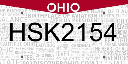 HSK2154 Ohio License Plate