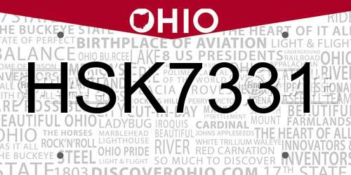 HSK7331 Ohio License Plate