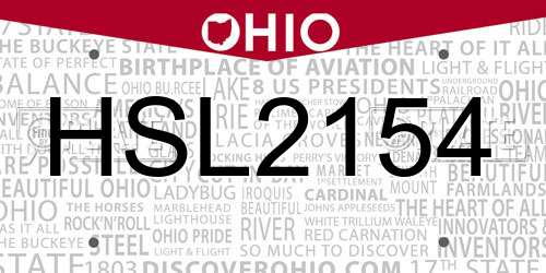 HSL2154 Ohio License Plate