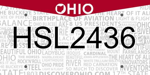 HSL2436 Ohio License Plate