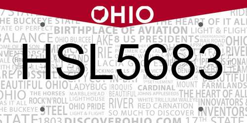 HSL5683 Ohio License Plate