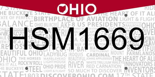 HSM1669 Ohio License Plate