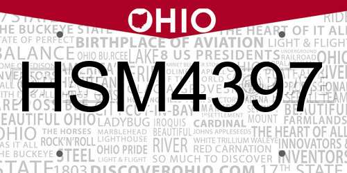 HSM4397 Ohio License Plate