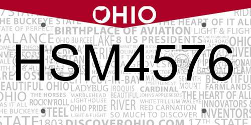 HSM4576 Ohio License Plate