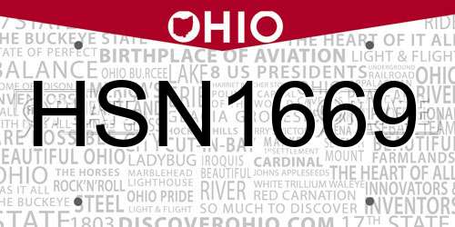 HSN1669 Ohio License Plate