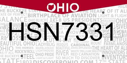 HSN7331 Ohio License Plate