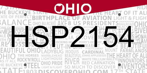 HSP2154 Ohio License Plate