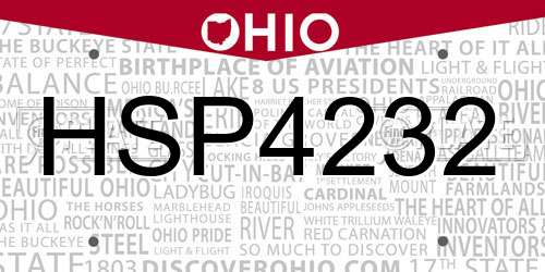 HSP4232 Ohio License Plate