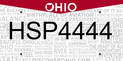 HSP4444 Ohio License Plate
