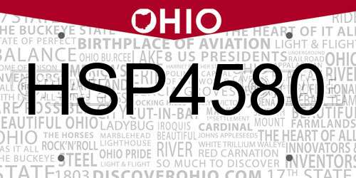HSP4580 Ohio License Plate
