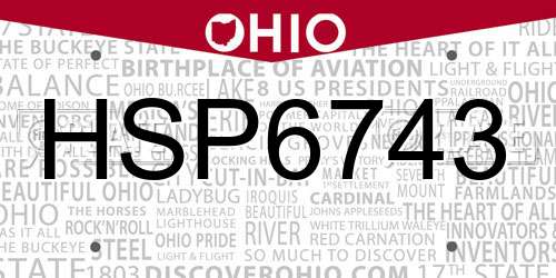 HSP6743 Ohio License Plate