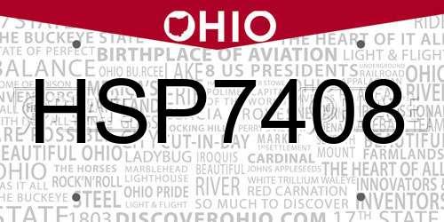 HSP7408 Ohio License Plate