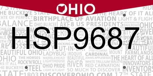 HSP9687 Ohio License Plate