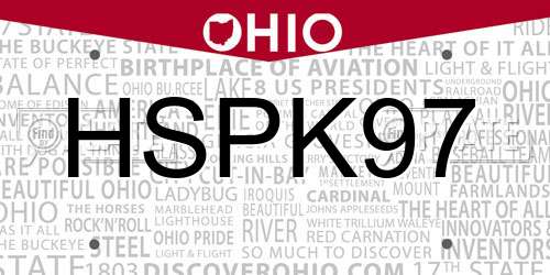 HSPK97 Ohio License Plate