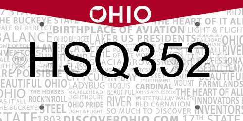 HSQ352 Ohio License Plate
