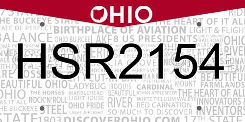 HSR2154 Ohio License Plate