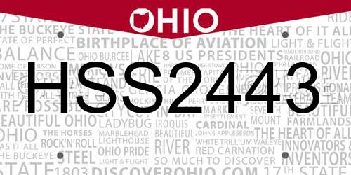 HSS2443 Ohio License Plate