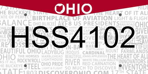 HSS4102 Ohio License Plate