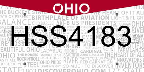 HSS4183 Ohio License Plate