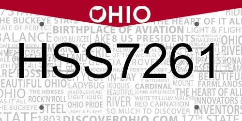 HSS7261 Ohio License Plate