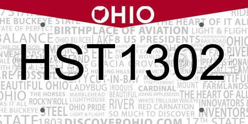 HST1302 Ohio License Plate