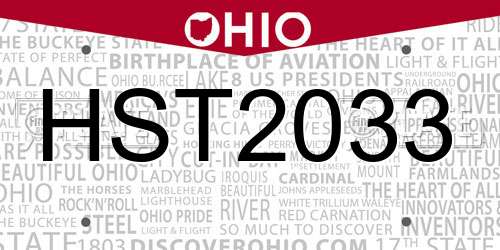 HST2033 Ohio License Plate