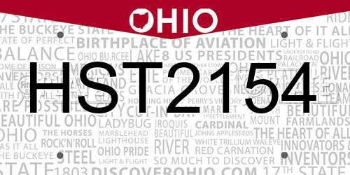 HST2154 Ohio License Plate