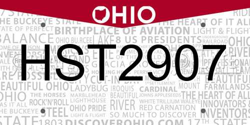 HST2907 Ohio License Plate