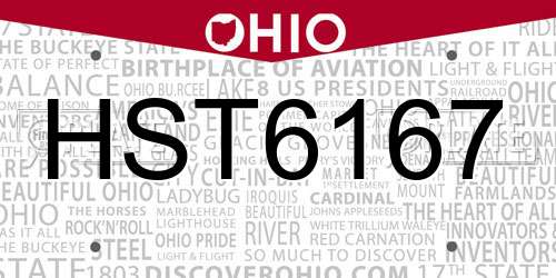 HST6167 Ohio License Plate
