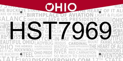 HST7969 Ohio License Plate