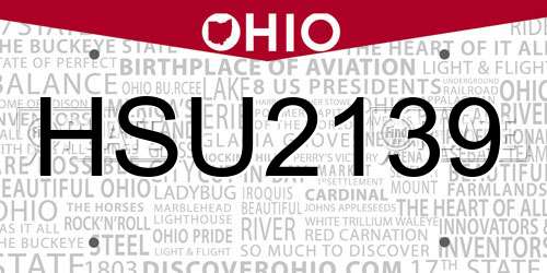 HSU2139 Ohio License Plate