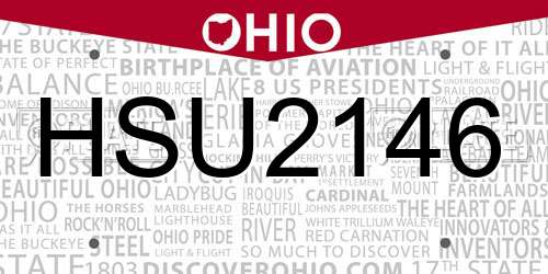 HSU2146 Ohio License Plate