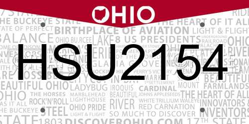 HSU2154 Ohio License Plate