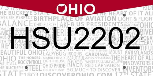 HSU2202 Ohio License Plate