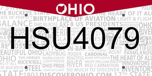 HSU4079 Ohio License Plate