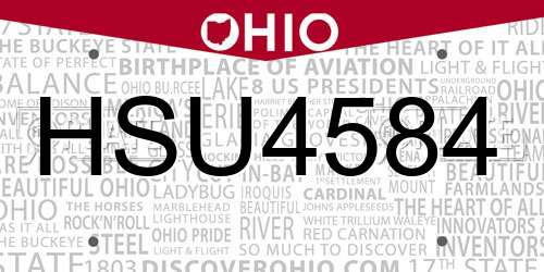 HSU4584 Ohio License Plate