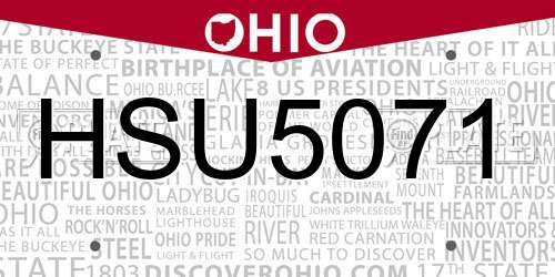 HSU5071 Ohio License Plate
