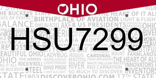 HSU7299 Ohio License Plate