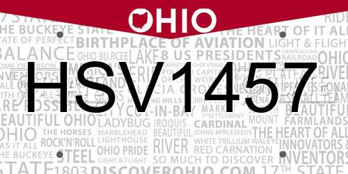 HSV1457 Ohio License Plate