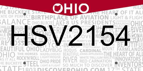HSV2154 Ohio License Plate