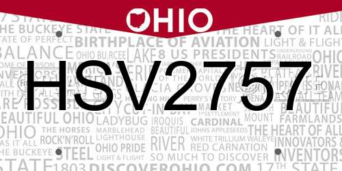HSV2757 Ohio License Plate