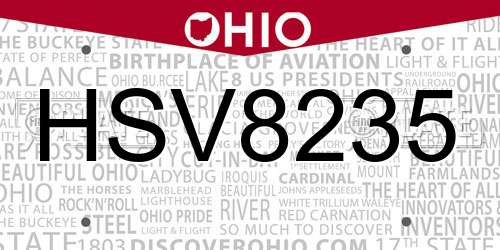 HSV8235 Ohio License Plate