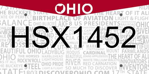 HSX1452 Ohio License Plate