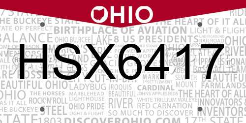 HSX6417 Ohio License Plate