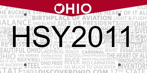 HSY2011 Ohio License Plate